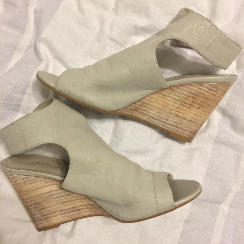 FRANCO SARTO Luxury Soft Leather Wedges Adjustable